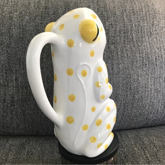 Schmid Design Ceramic Yellow Polka Dot Frog Creamer Vase Pitcher - Picture 4 of 12